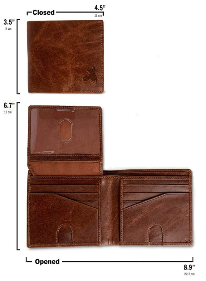 كونتاكتس محفظة كونتاكتس الرجالية من الجلد الطبيعي | محفظة مانعة لتقنية RFID للرجال | محفظة ثنائية الطي | 11 فتحة للبطاقات، ونافذة واحدة لبطاقة الهوية (بني) - Image 2